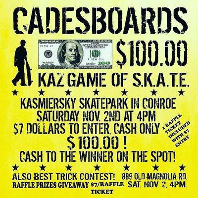 Cade's Boards flyer for skateboard contest