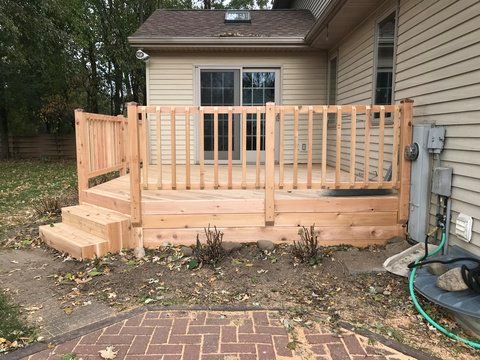 This was a deck upgrade using the old framing. Replaced the old treated material with cedar.