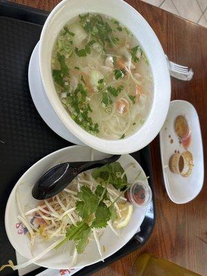 #35 shrimp pho in checked broth