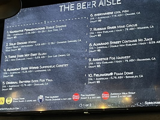 Today's beer menu