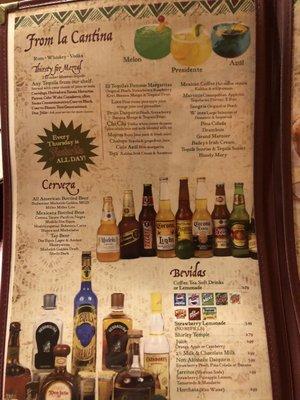 Drink menu