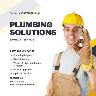 Call us today! Drain replacement. Water heaters. Faucets. Garbage disposal. Water line repipes. Same day service.