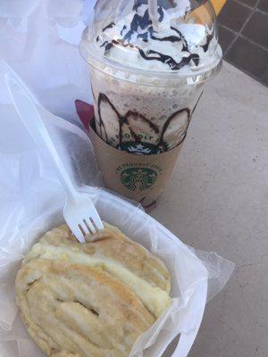 Cheese danish and creamice mocha