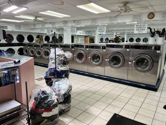 Washers from the entrance of the laundromat.