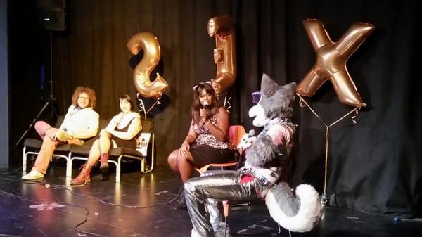 Clay Newman, Ash Fisher, Luna and Patch O'Furr discussing furries at CosPlay, 10/16