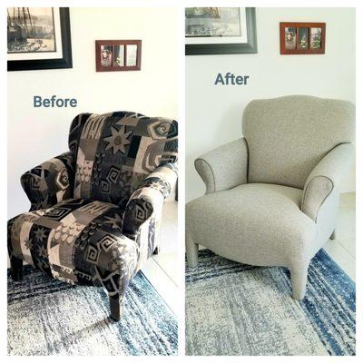 A great job by Watson Upholstery. Pictured on the right.(After)