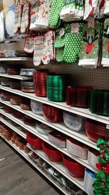 Christmas serving plates and buckets