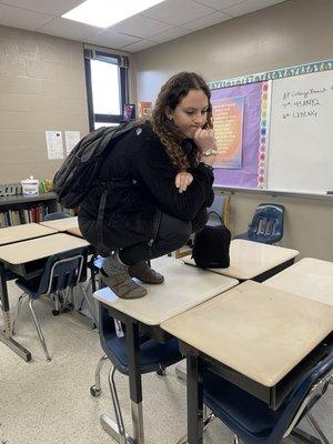 A scholar in their natural habitat (english classroom)