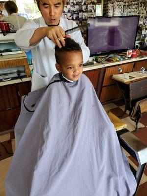 First Haircut at Scott's Barber Shop