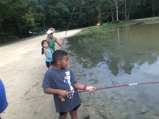 Fishing at pond