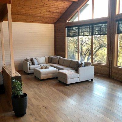 Our client wanted high-quality hardwood flooring in their living room to compliment the mountain rustic style of their home.