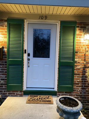 New fiberglass door to replace an outdated front door.