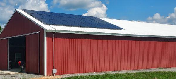 Solar panels on metal roof