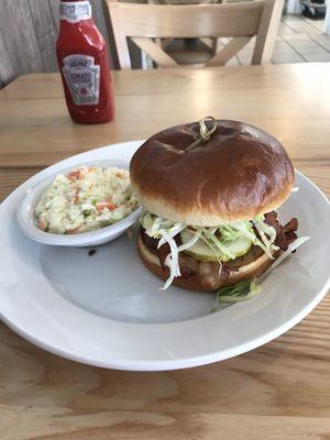 Bacon Cheeseburger and coleslaw