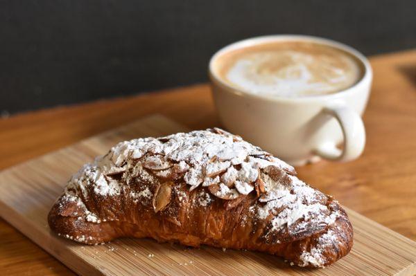 Almond Croissant and vanilla latte