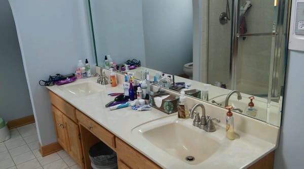 Bathroom sink.  Organize Clutter