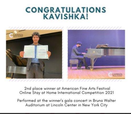 Congratulations Kavishka! We are proud to share with you one of our student's important events.