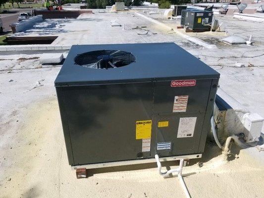 New Goodman install on flat roof condo