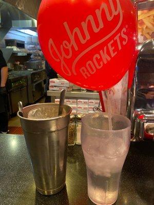 The most delicious Oreo shake and a fun balloon for the kids.