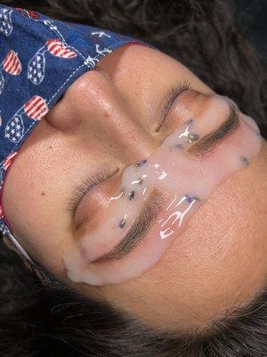 Brow wax with tint and a soothing jelly mask.