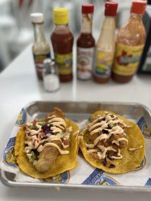 Pescado Taco (~$4) & Camarón Taco (~$4)