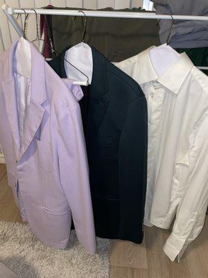 Two suits and shirt dry cleaned