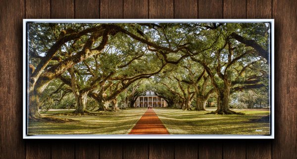 A gallery wrapped canvas framed with a floater frame.