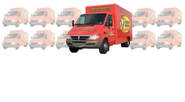 The Big Red Sparky Van... known as the Warehouse on Wheels!