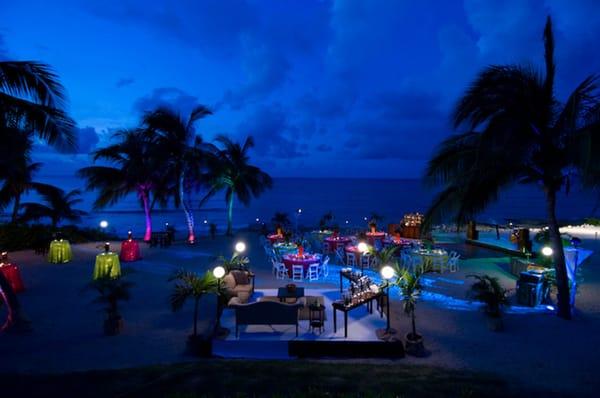 A beautiful beach party we designed for a caribbean night