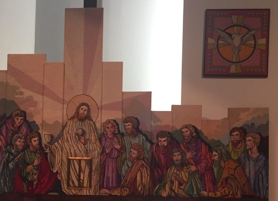 Tapestry created by parishioners when the church was built in the 70s