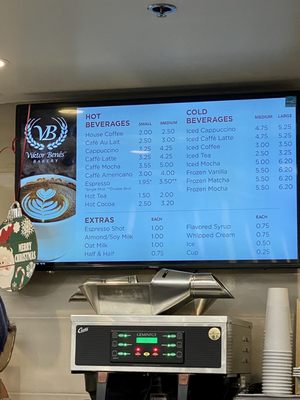 Coffee menu