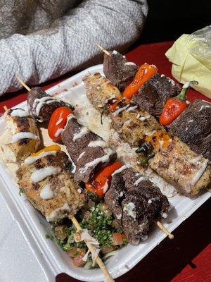 Chicken and Lamb Kebabs.