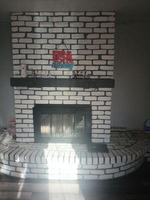 This is my updated fireplace. I wish I had a before photo. Please stand by for that.