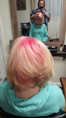 Hair by Mckenna! Pretty in pink!