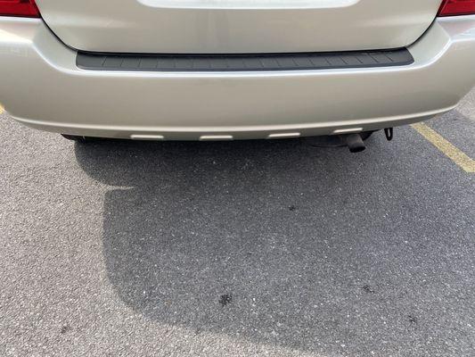 My rear bumper after it was repaired at Landers.