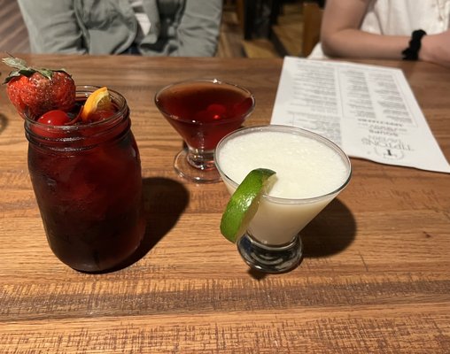 Red sangria, key lime martini, not sure what the other one is.