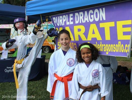 Purple Dragon Students; Zoe Andrews and Kaitlyn Murphy are ready to perform