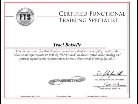 I am a NESTA Certified Elite Training Specialist