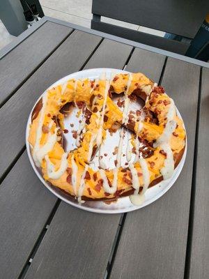 Ridiculously massive buffalo chicken pretzel