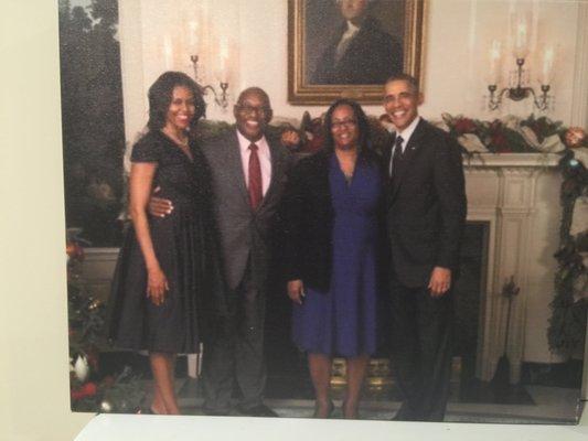 Dr.Mitchell at the last White House Xmas party with the Obamas courtesy Rodney Batten