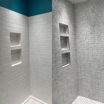 Recent tile shower job left is before right is after