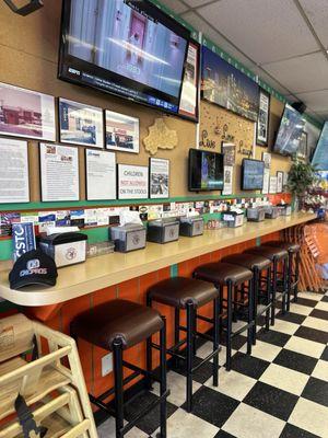 Bar area inside of the restaurant.