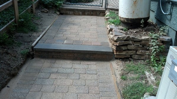 We installed a new blue stone tread here.