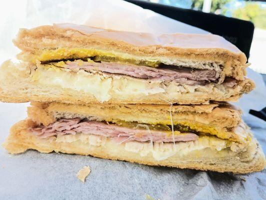 Cuban sandwich (open view)