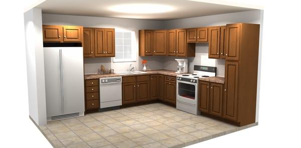 Digital rendering of a kitchen design