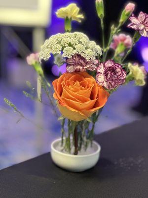 Small bouquets like these were provided on our tables at a work conference.