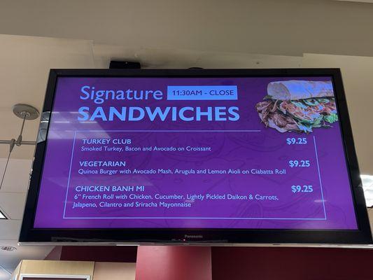 Signature sandwiches menu - 10/22/21