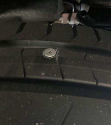 Screw in tire that was repaired.