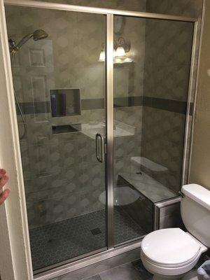 Love the bench seat in this shower