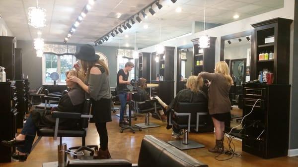 The crew at high maintenance salon making beautiful hair happen